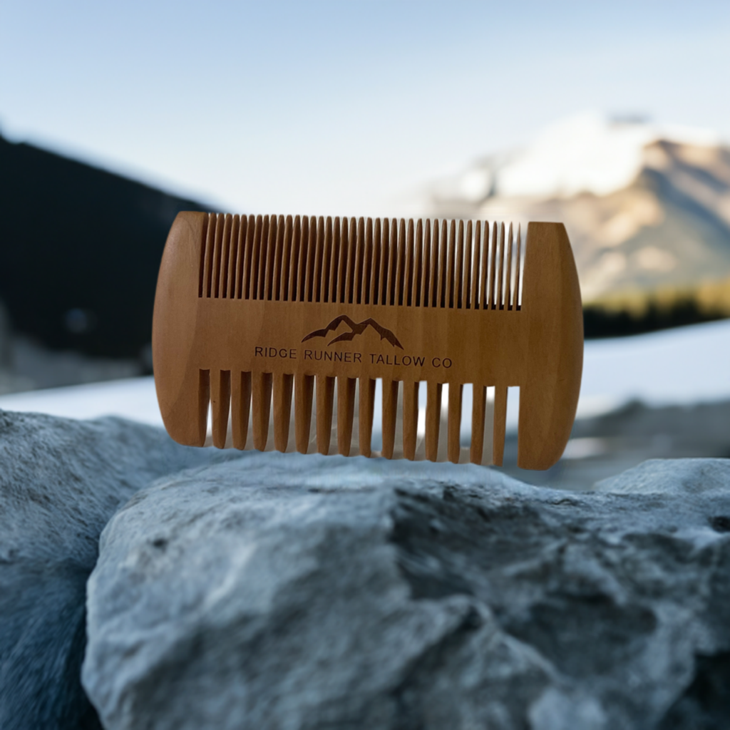 wooden beard comb, rock 