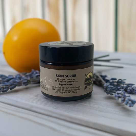 Orange lavender tallow balm skin scrub, orange 