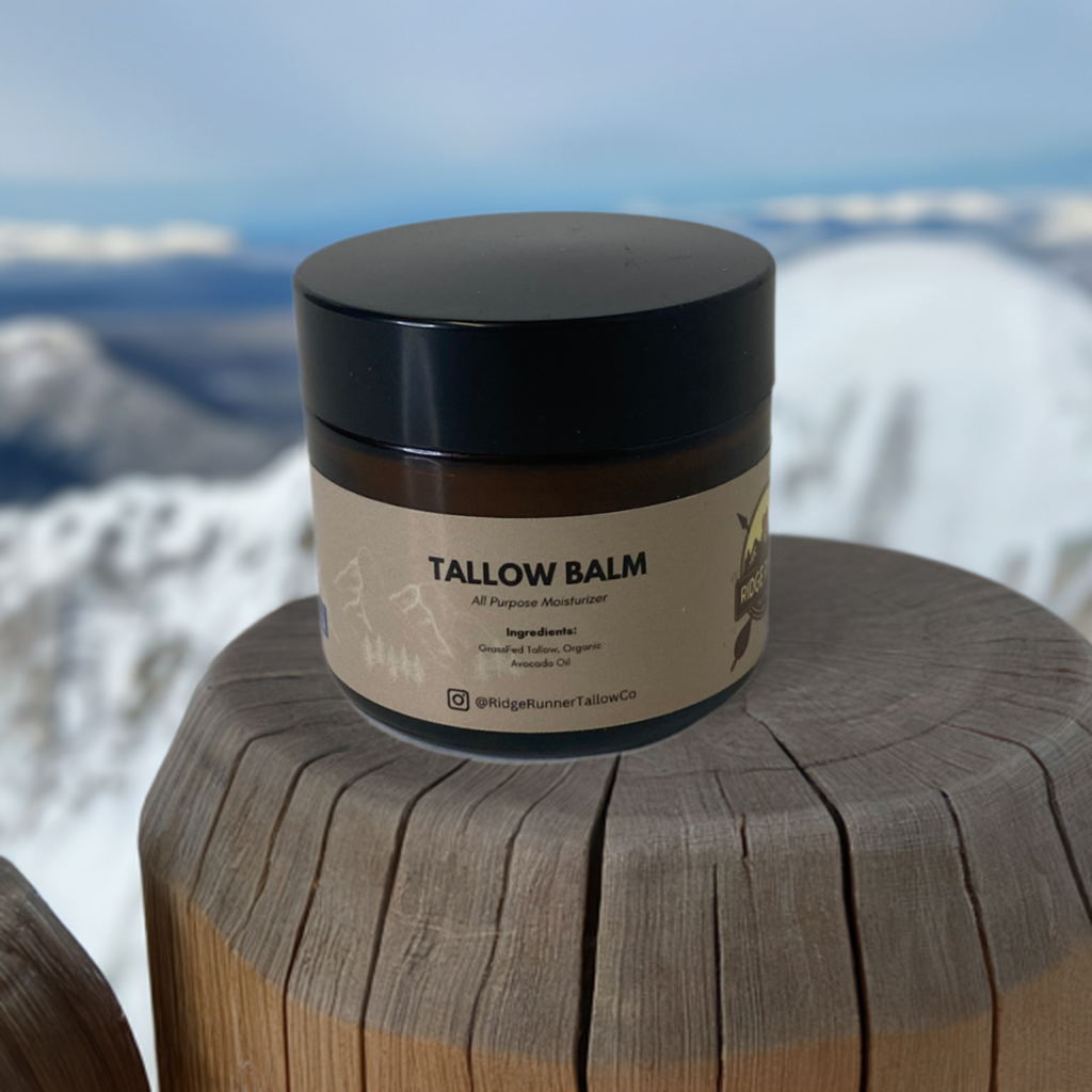 whipped tallow balm, wooden post